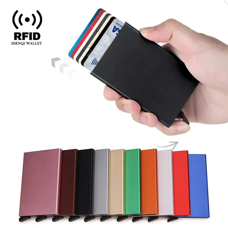 Tarjetero RFID de Metal Ultra Fino con Apertura Pop Up