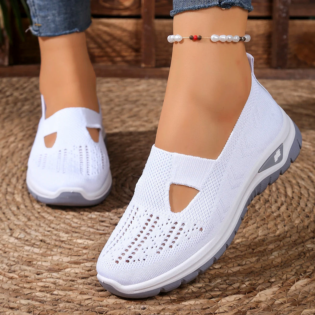 Zapatillas de Mujer Tejidas con Cierre Slip-On y Suela Antideslizante