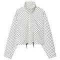 Campera Bombardera Oversize de Lunares para Mujer, Corte Crop con Cierre